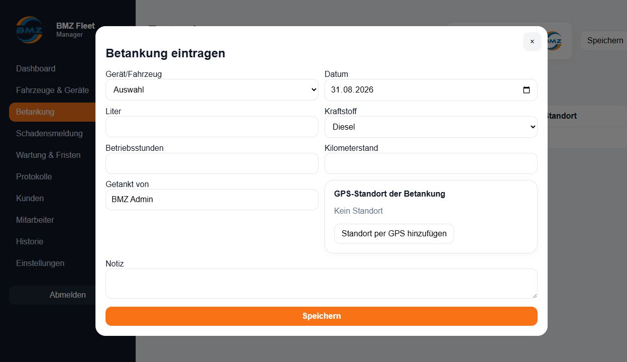 Betankung eintragen